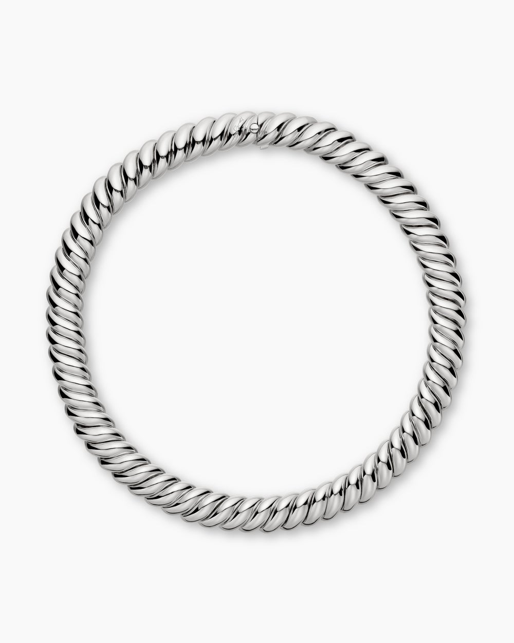 Womens Sculpted Cable Necklace in Sterling Silver, 14mm