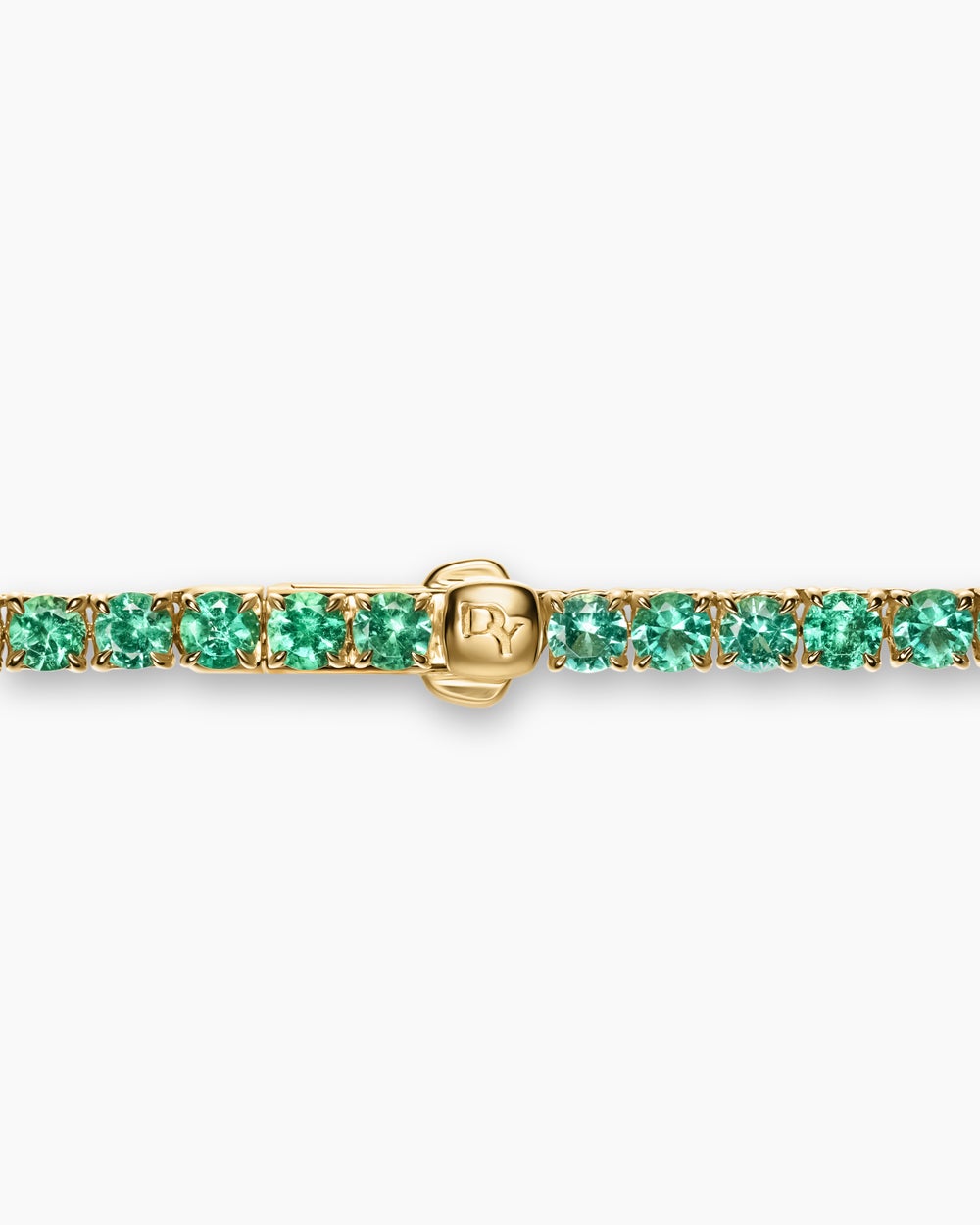 Womens Tennis Necklace in 18K Yellow Gold with Emeralds, 3mm