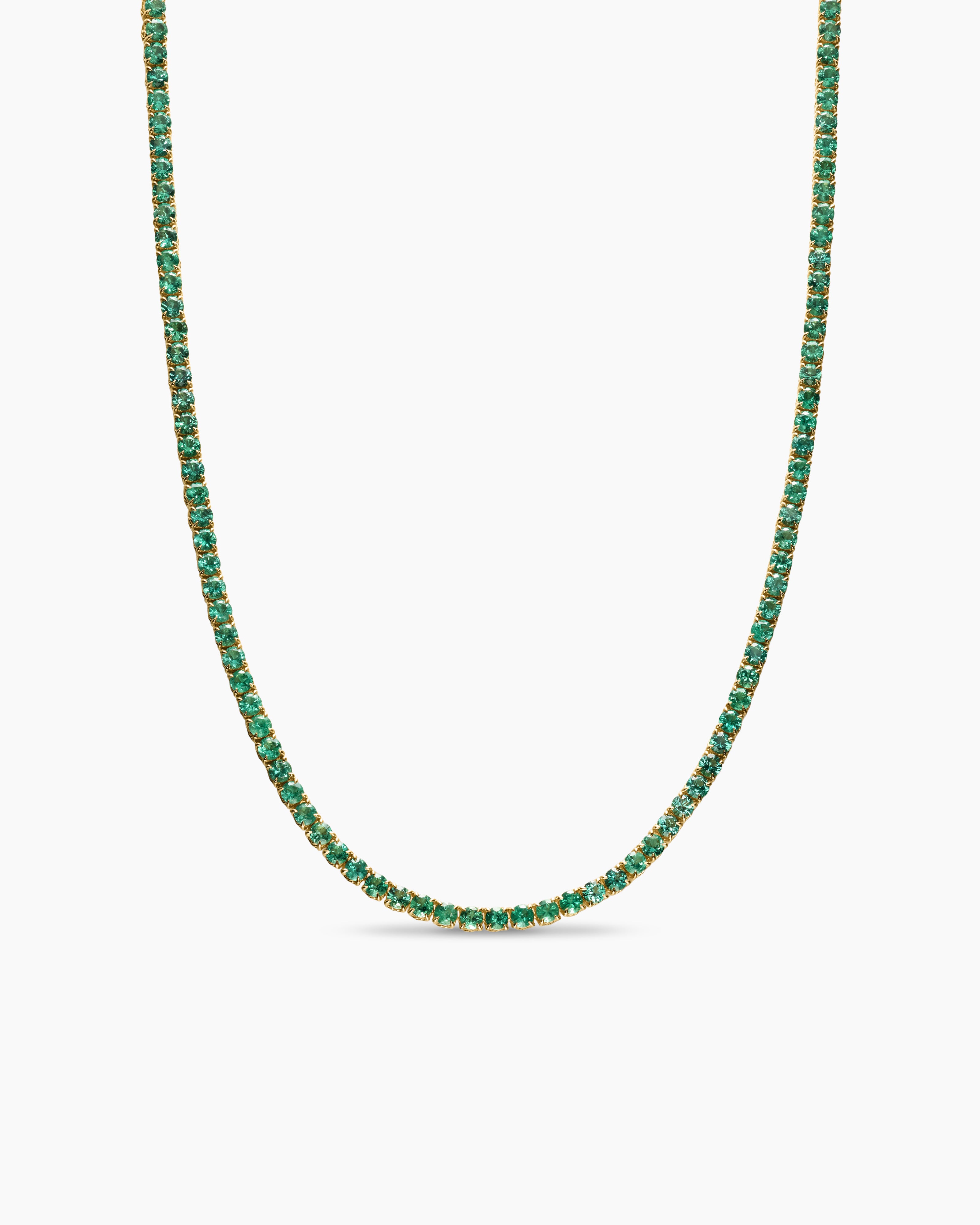 Tennis Necklace in 18K Yellow Gold with Emeralds, 3mm | David Yurman