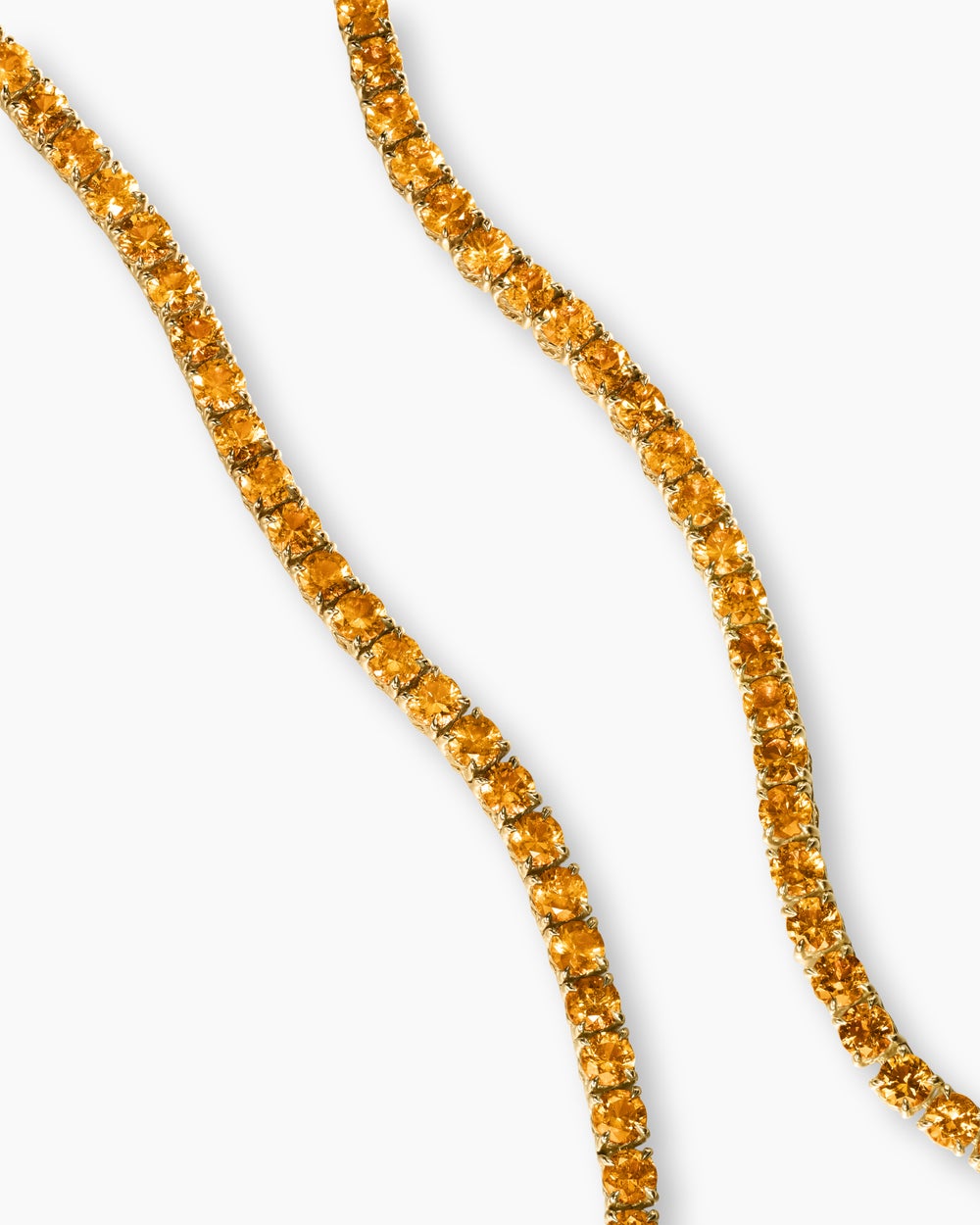Womens Tennis Necklace in 18K Yellow Gold with Orange Sapphires, 3mm