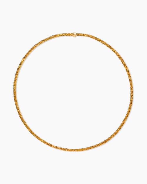 Womens Tennis Necklace in 18K Yellow Gold with Orange Sapphires, 3mm