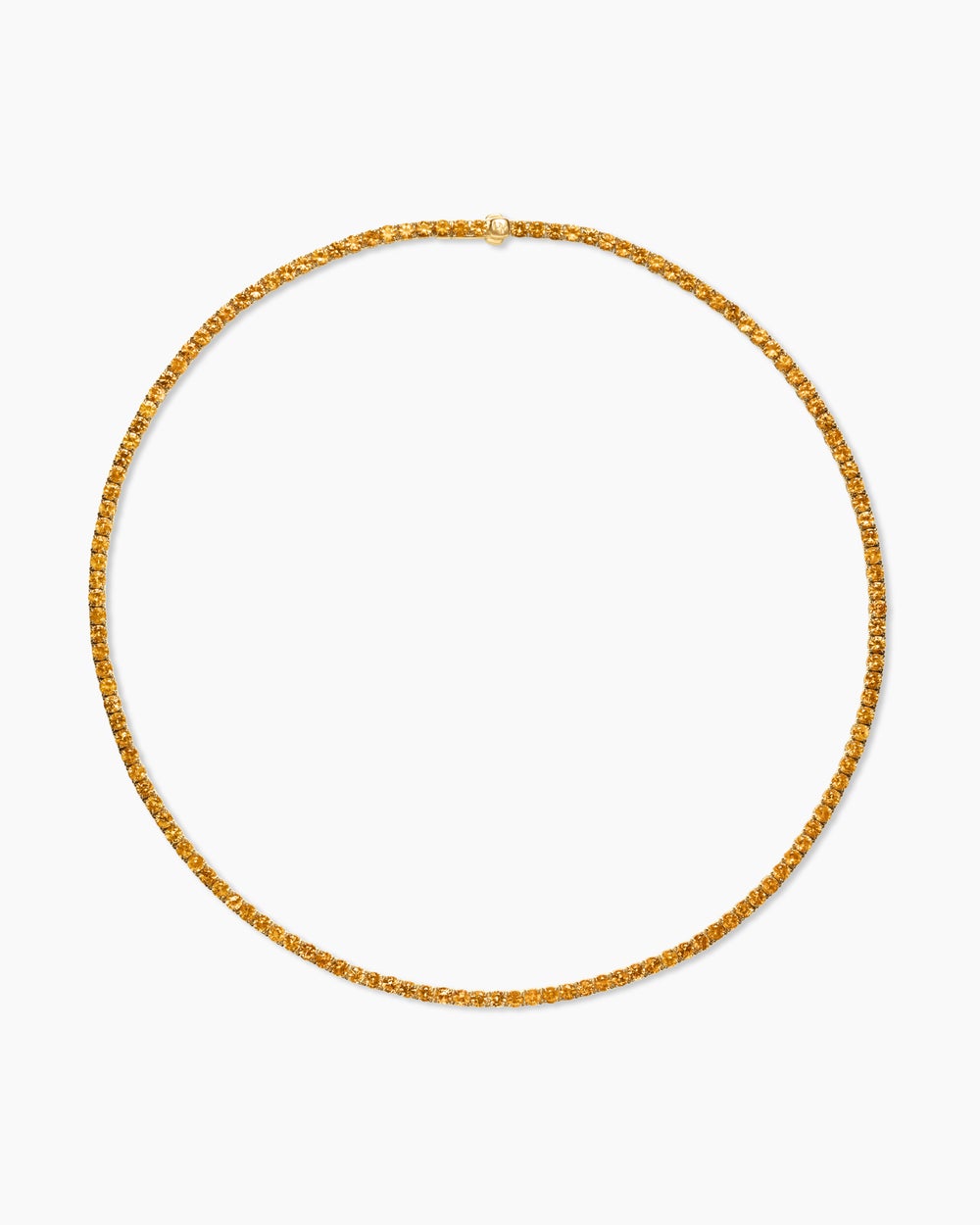 Womens Tennis Necklace in 18K Yellow Gold with Orange Sapphires, 3mm