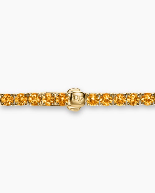 Womens Tennis Necklace in 18K Yellow Gold with Orange Sapphires, 3mm