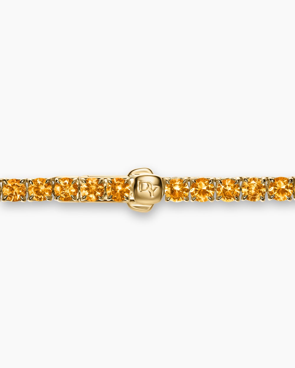 Womens Tennis Necklace in 18K Yellow Gold with Orange Sapphires, 3mm