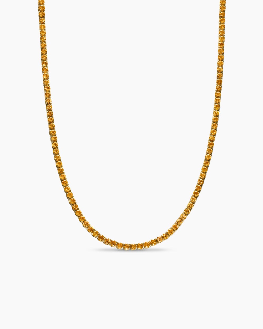 Womens Tennis Necklace in 18K Yellow Gold with Orange Sapphires, 3mm