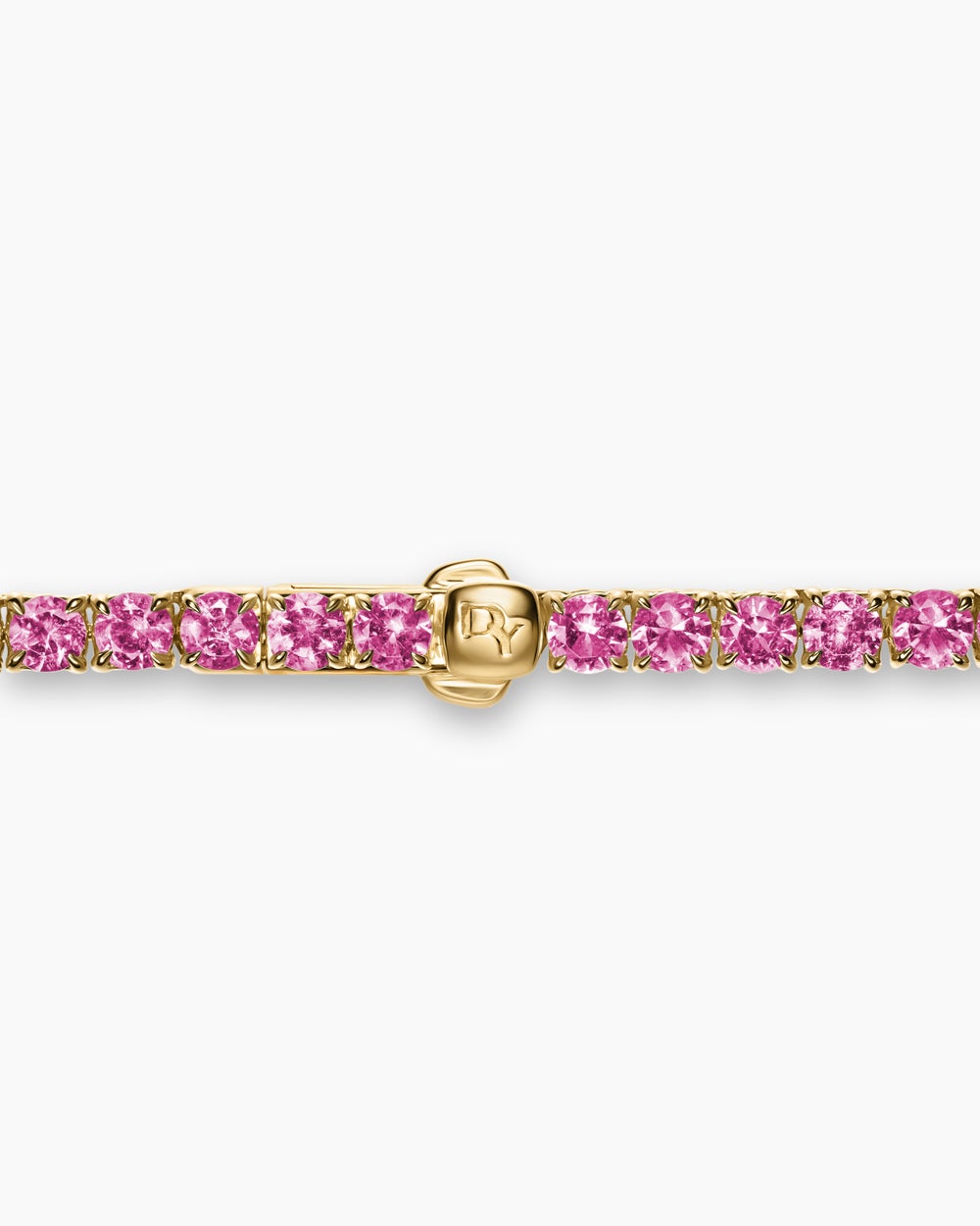 Womens Tennis Necklace in 18K Yellow Gold with Pink Sapphires, 3mm