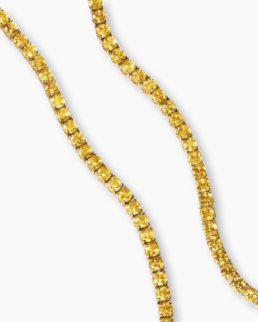 Womens Tennis Necklace in 18K Yellow Gold with Yellow Sapphires, 3mm
