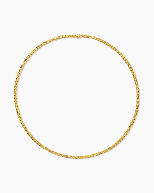 Womens Tennis Necklace in 18K Yellow Gold with Yellow Sapphires, 3mm