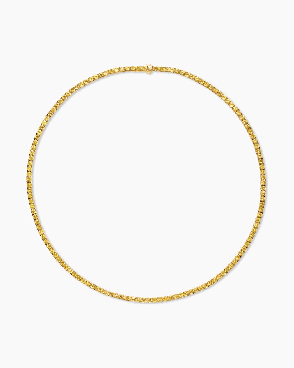 Womens Tennis Necklace in 18K Yellow Gold with Yellow Sapphires, 3mm