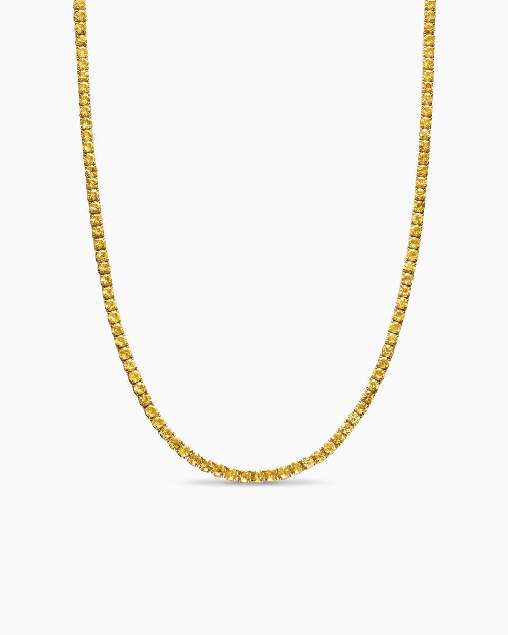 Womens Tennis Necklace in 18K Yellow Gold with Yellow Sapphires, 3mm