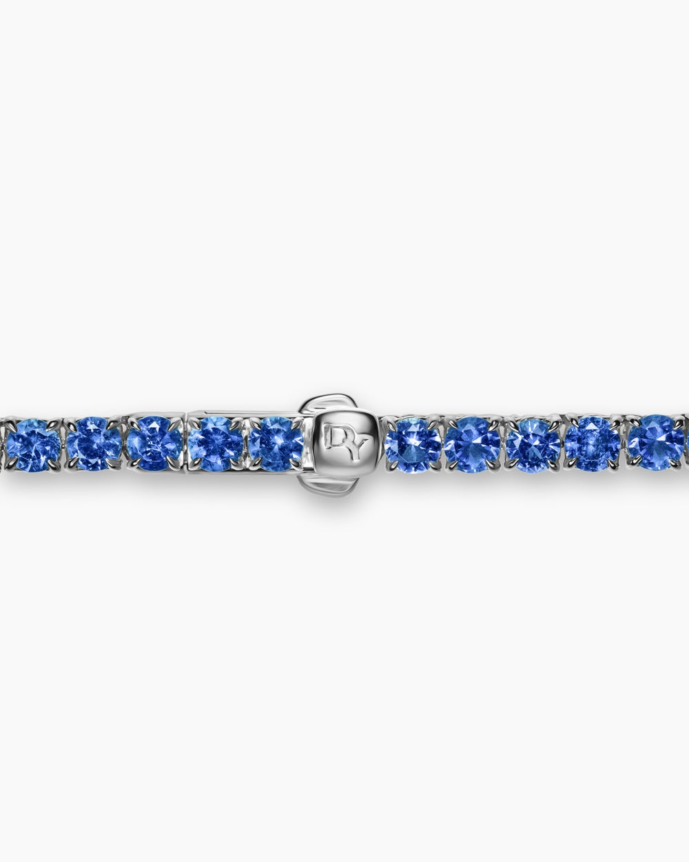 Womens Tennis Necklace in 18K White Gold with Blue Sapphires, 3mm