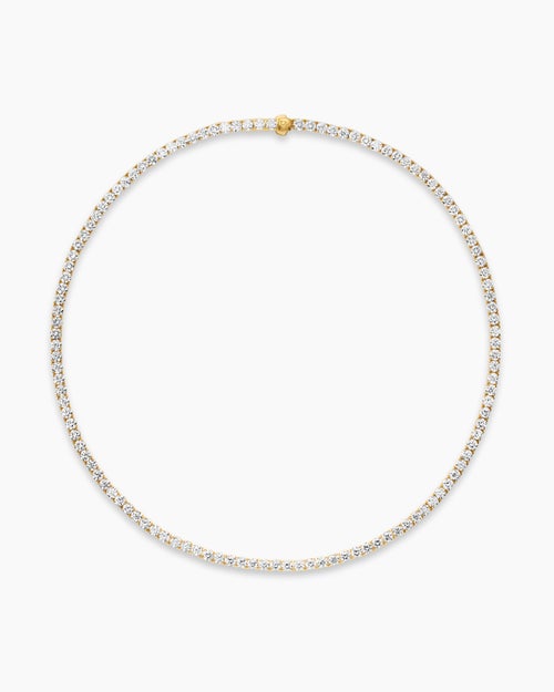 Womens Tennis Necklace in 18K Yellow Gold with Diamonds, 3mm