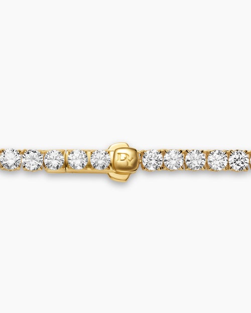 Womens Tennis Necklace in 18K Yellow Gold with Diamonds, 3mm