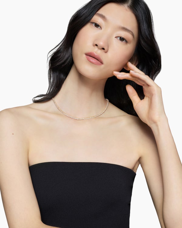 Tennis Necklace in 18K Yellow Gold with Diamonds, 3mm