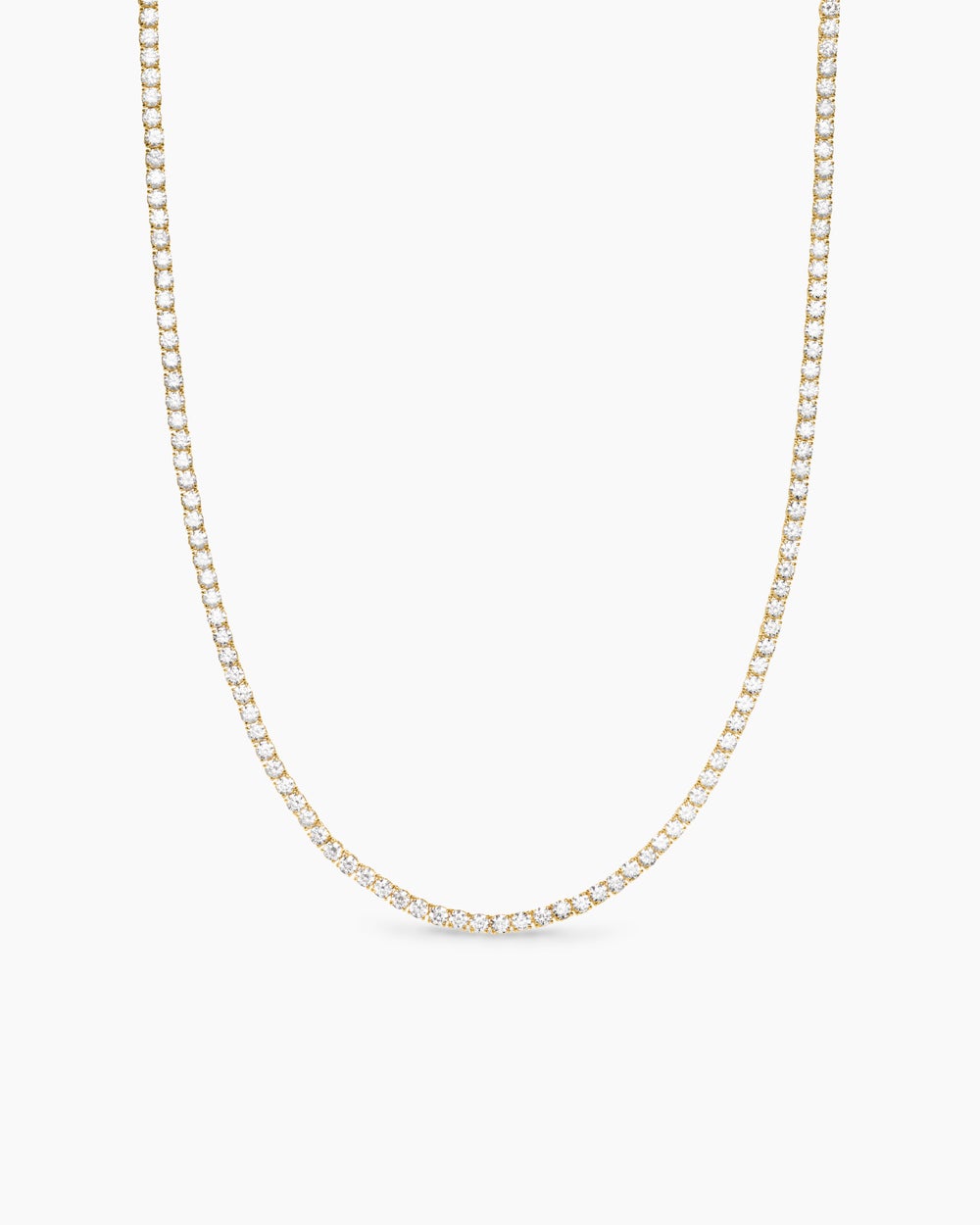 Womens Tennis Necklace in 18K Yellow Gold with Diamonds, 3mm