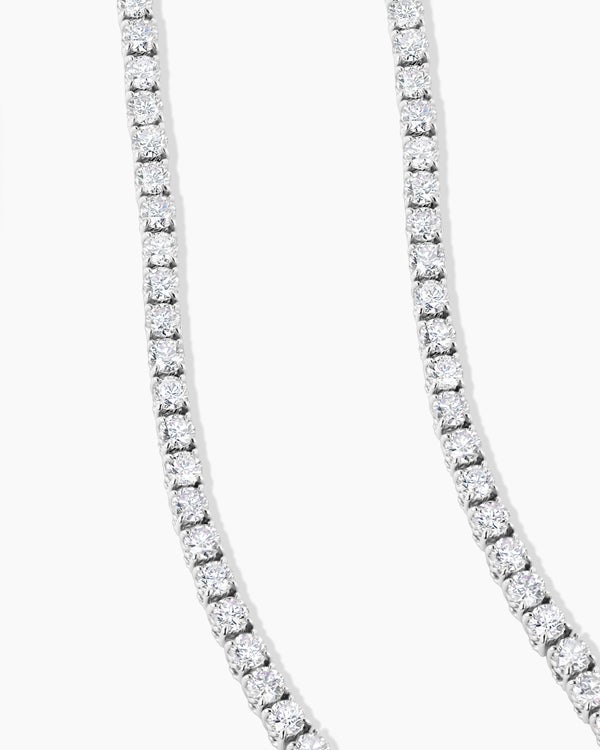 Tennis Necklace in 18K White Gold with Diamonds, 3mm