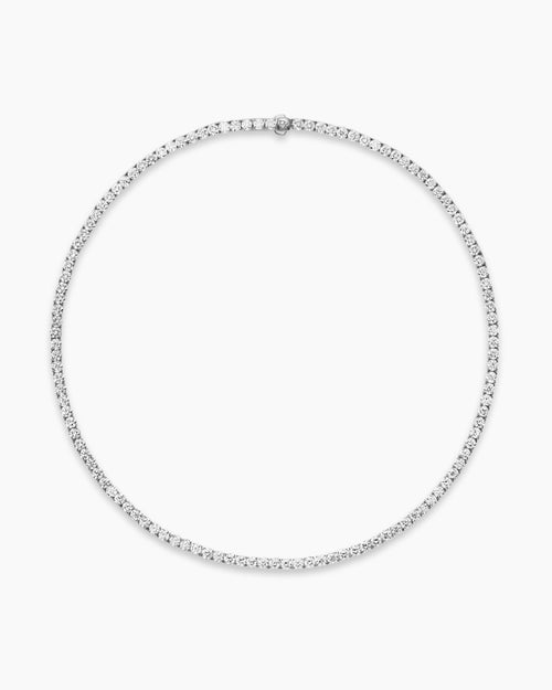 Womens Tennis Necklace in 18K White Gold with Diamonds, 3mm