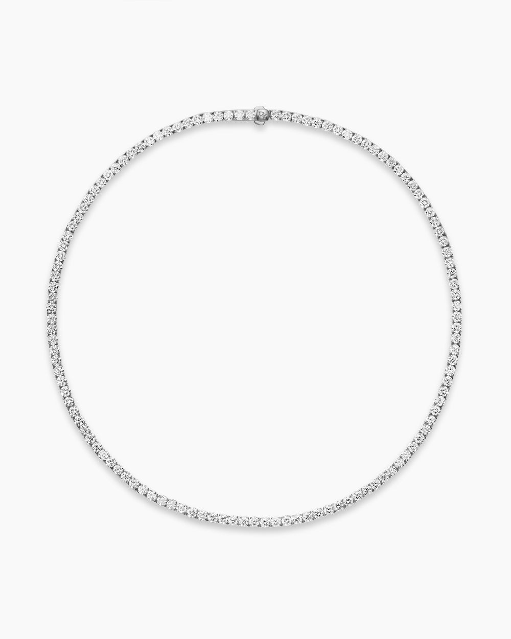 Womens Tennis Necklace in 18K White Gold with Diamonds, 3mm