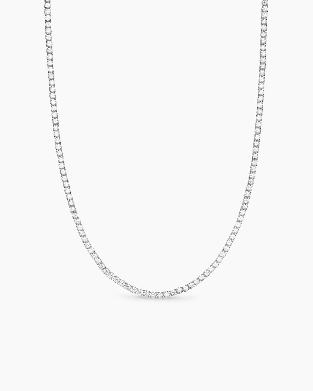 Womens Tennis Necklace in 18K White Gold with Diamonds, 3mm