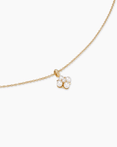 Womens Petite Modern Renaissance® Pearl Pendant Necklace in 18K Yellow Gold with Diamond, 7.3mm