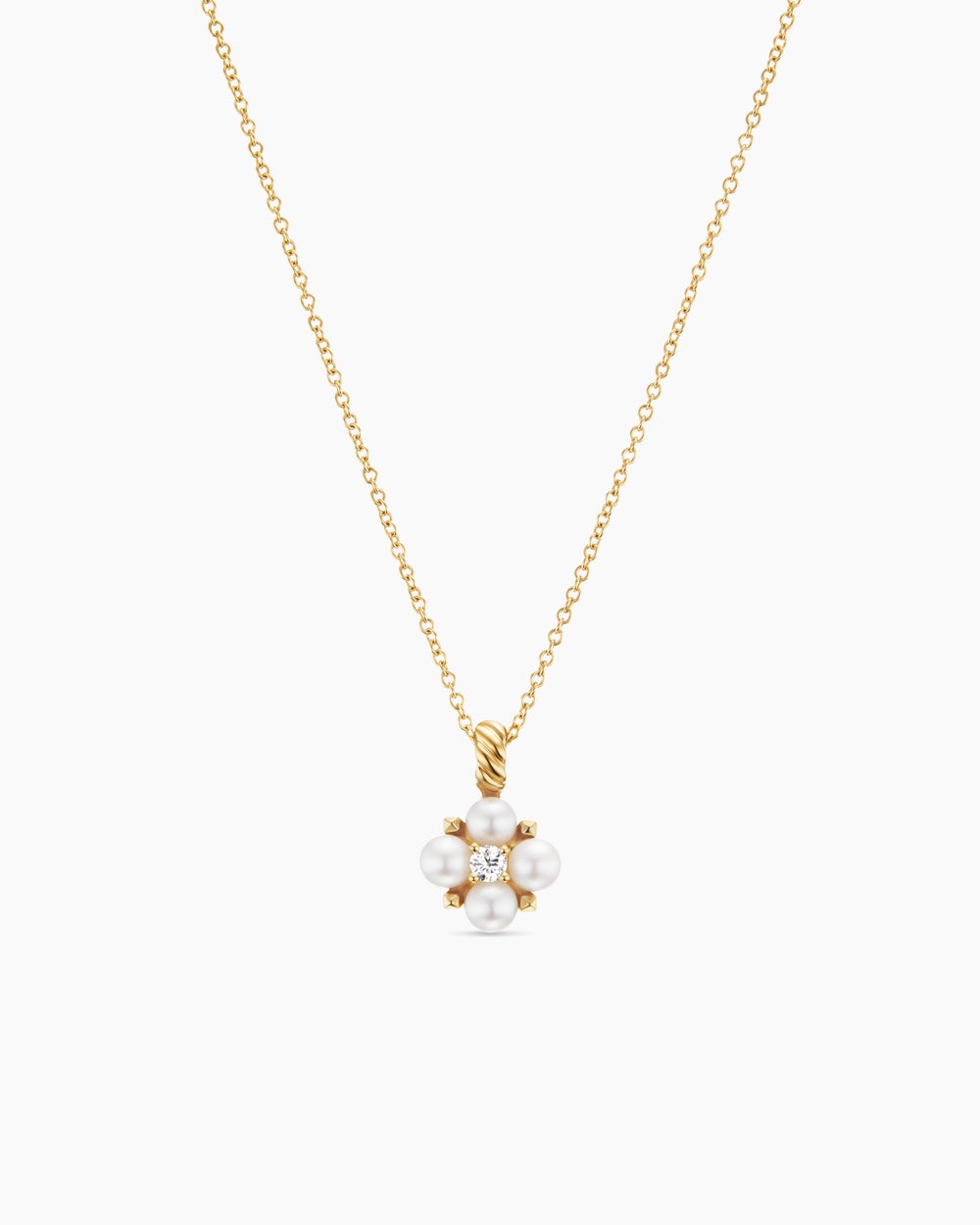Womens Petite Modern Renaissance® Pearl Pendant Necklace in 18K Yellow Gold with Diamond, 7.3mm