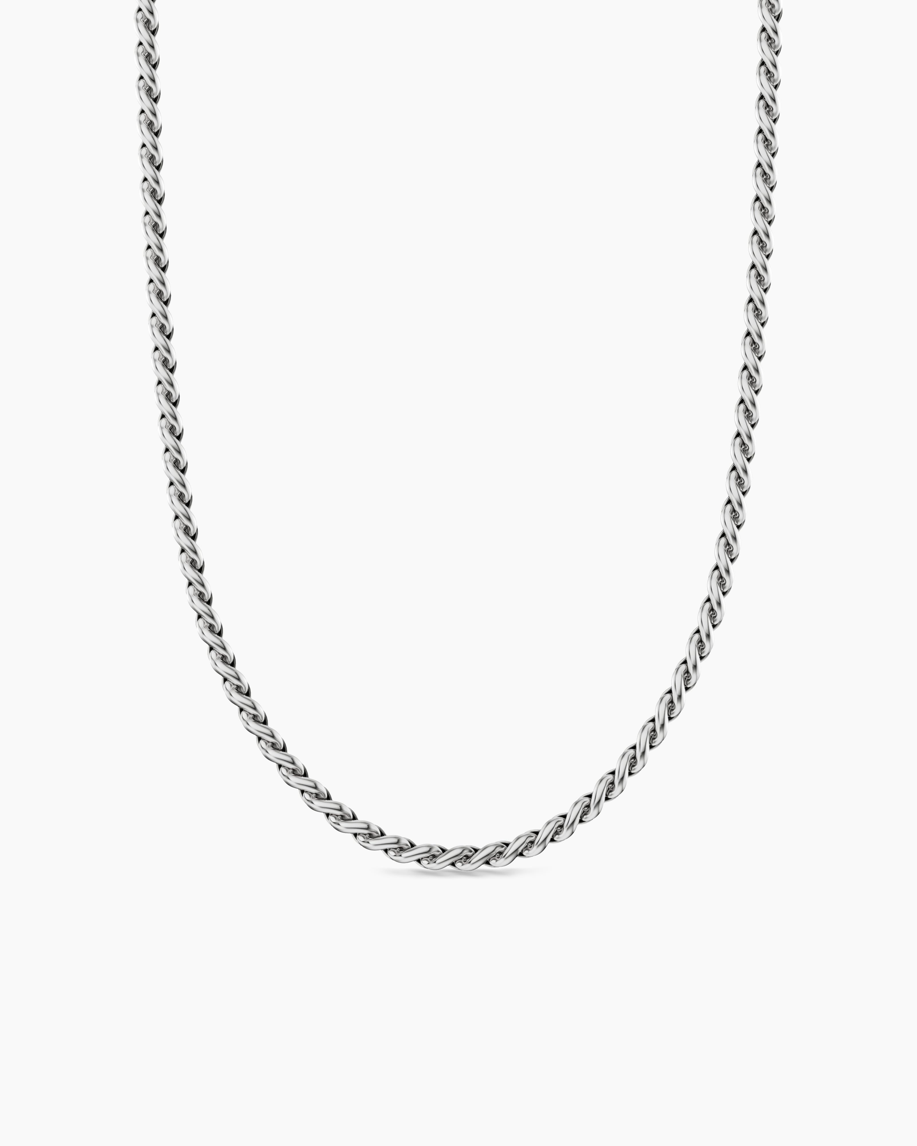 Sculpted Cable Chain Necklace in Sterling Silver, 3.7mm | David
