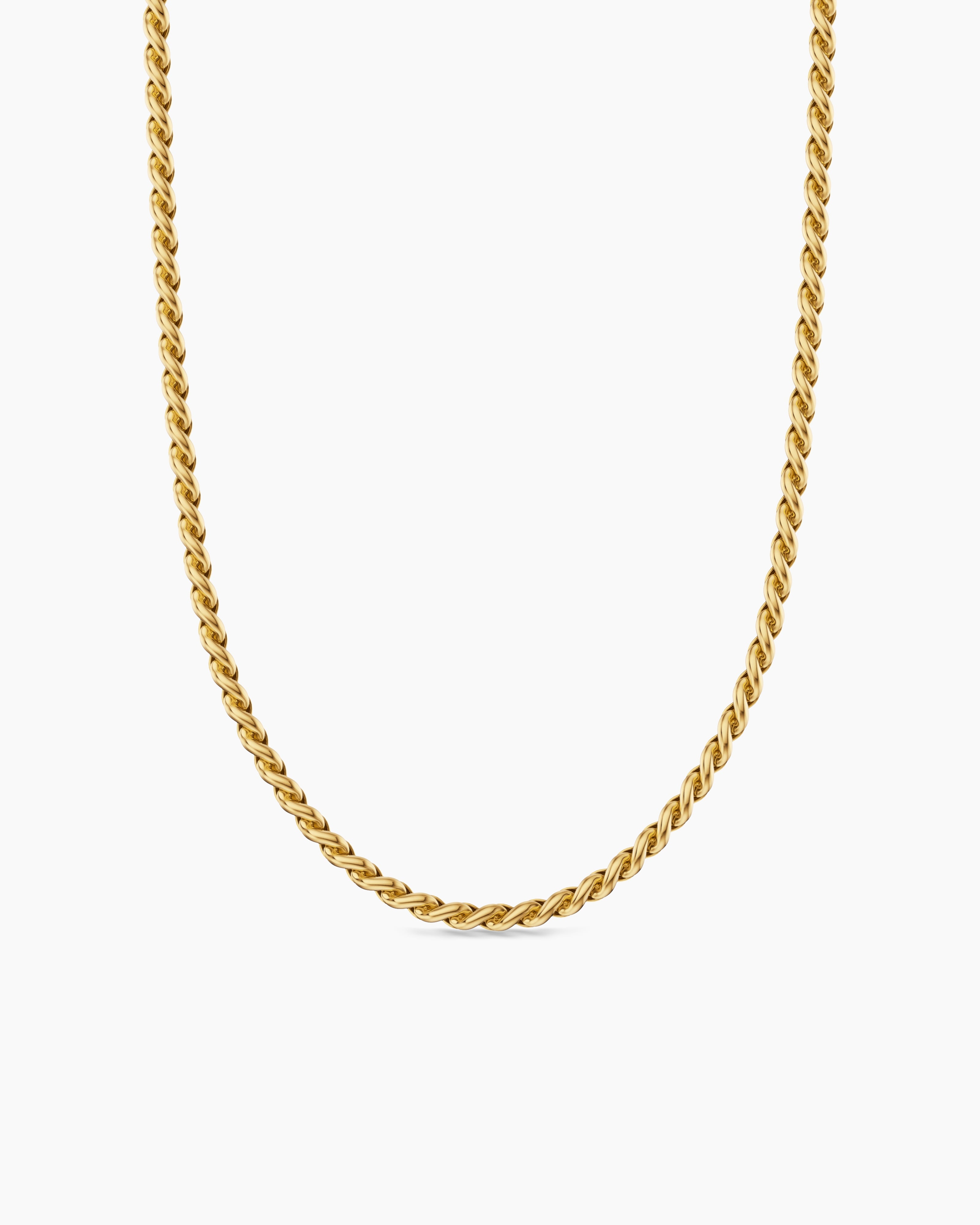 Mens Sculpted Cable Chain Necklace in 18K Yellow Gold, 3.7mm