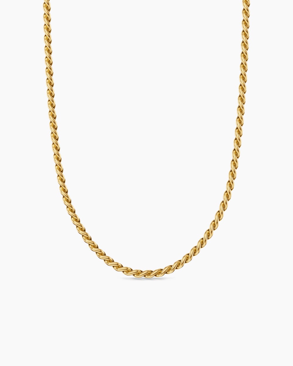 Mens Sculpted Cable Chain Necklace in 18K Yellow Gold, 3.7mm