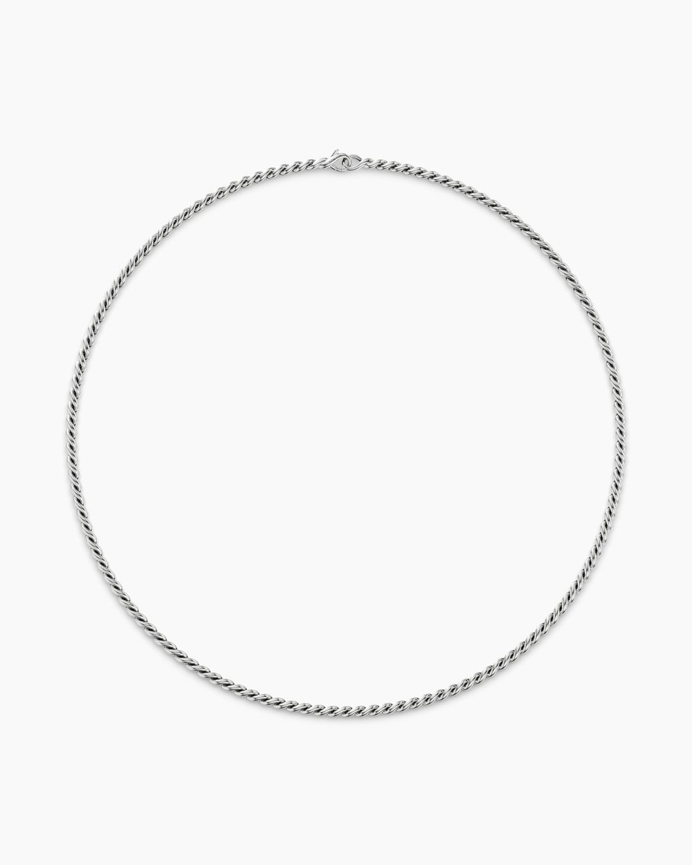 Mens Sculpted Cable Chain Necklace in Sterling Silver, 3.7mm