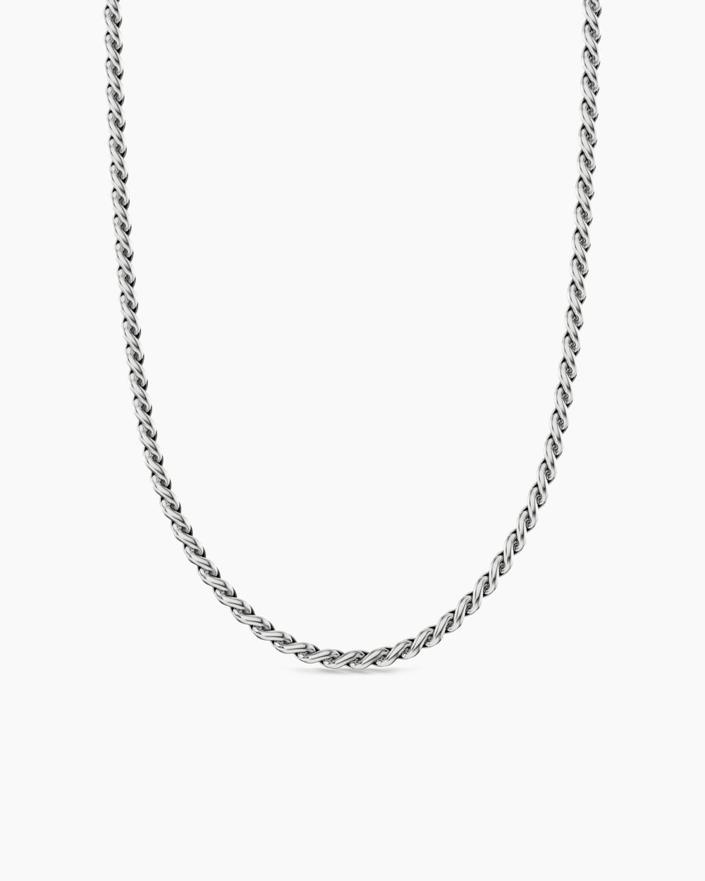 Mens Sculpted Cable Chain Necklace in Sterling Silver, 3.7mm