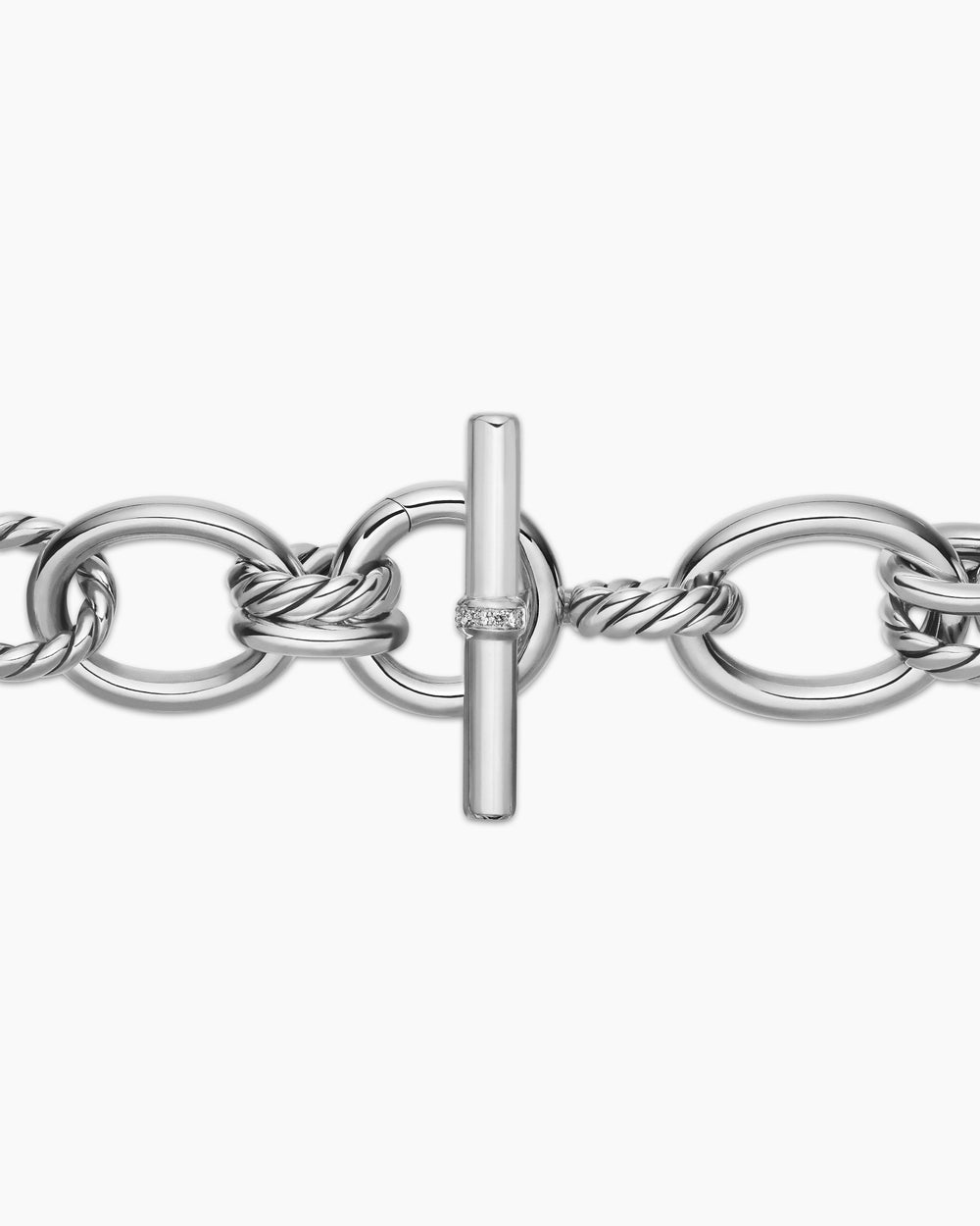 Womens DY Mercer Chain Necklace in Sterling Silver with Diamonds, 20mm