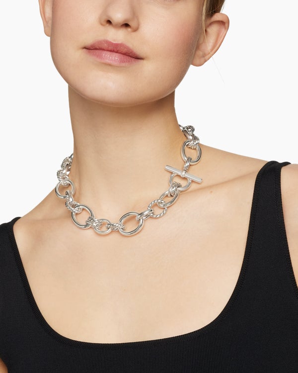 Collier chaîne DY Mercer® en argent sterling avec diamants, 20 mm