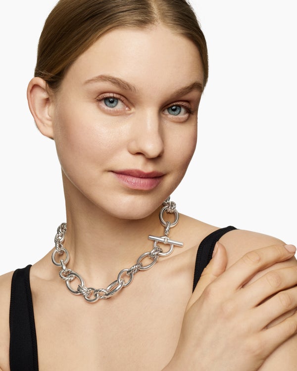 Collier chaîne DY Mercer® en argent sterling avec diamants, 20 mm