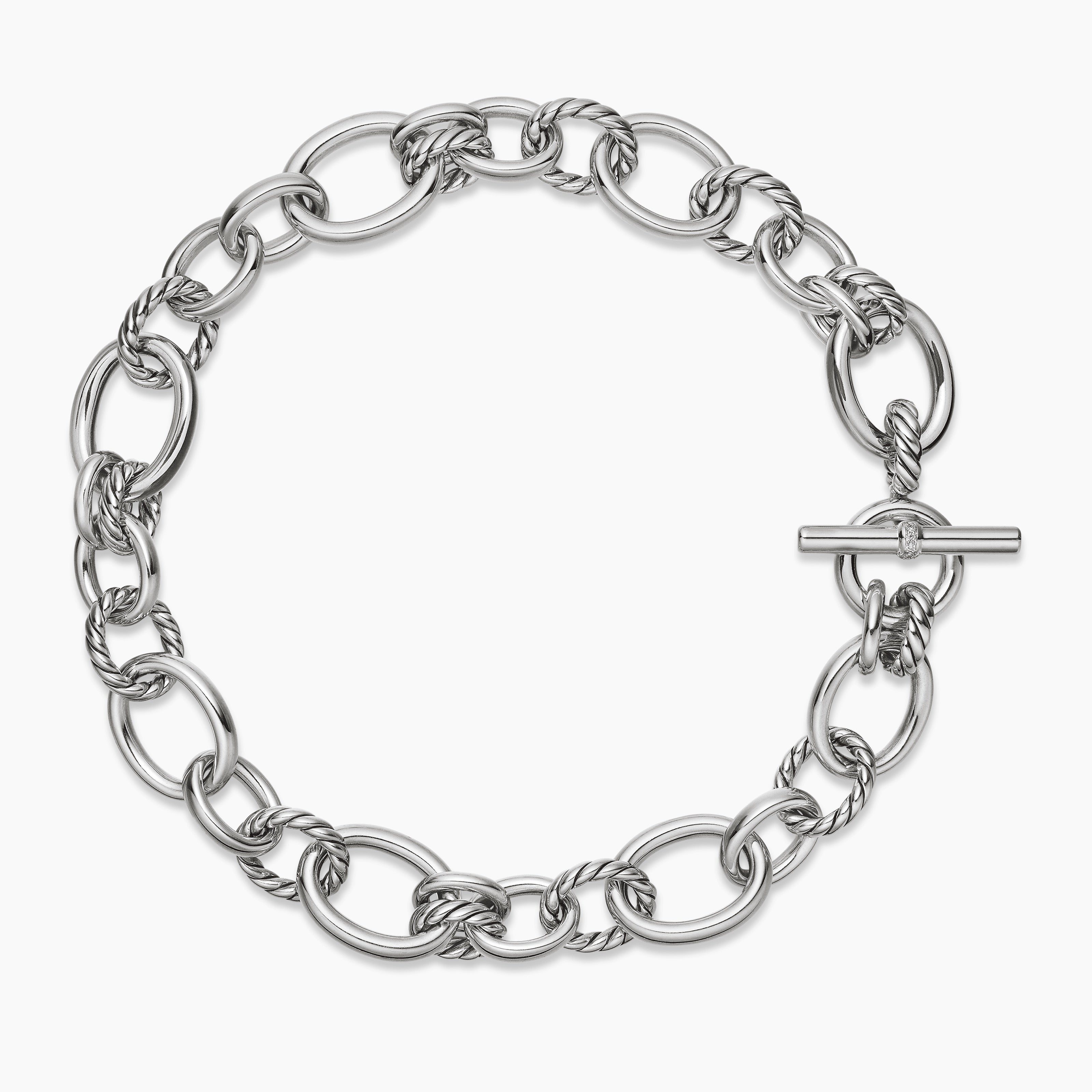 Womens DY Mercer Chain Necklace in Sterling Silver with Diamonds, 20mm