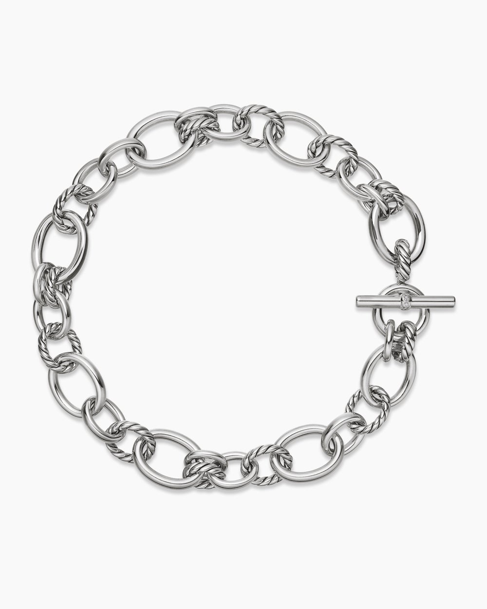 Womens DY Mercer Chain Necklace in Sterling Silver with Diamonds, 20mm