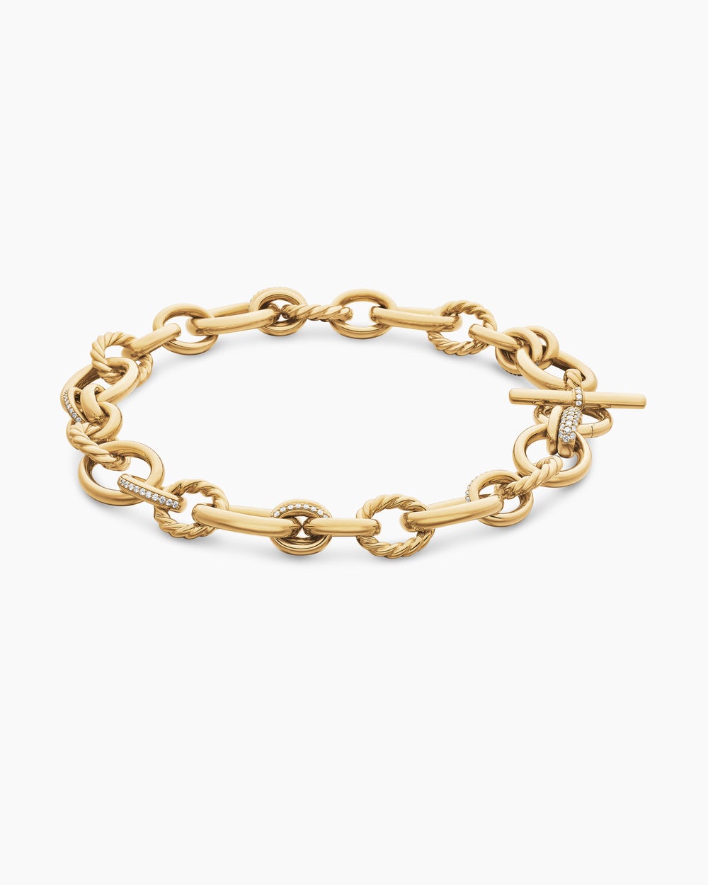 Womens DY Mercer® Chain Necklace in 18ct Yellow Gold with Diamonds, 20mm