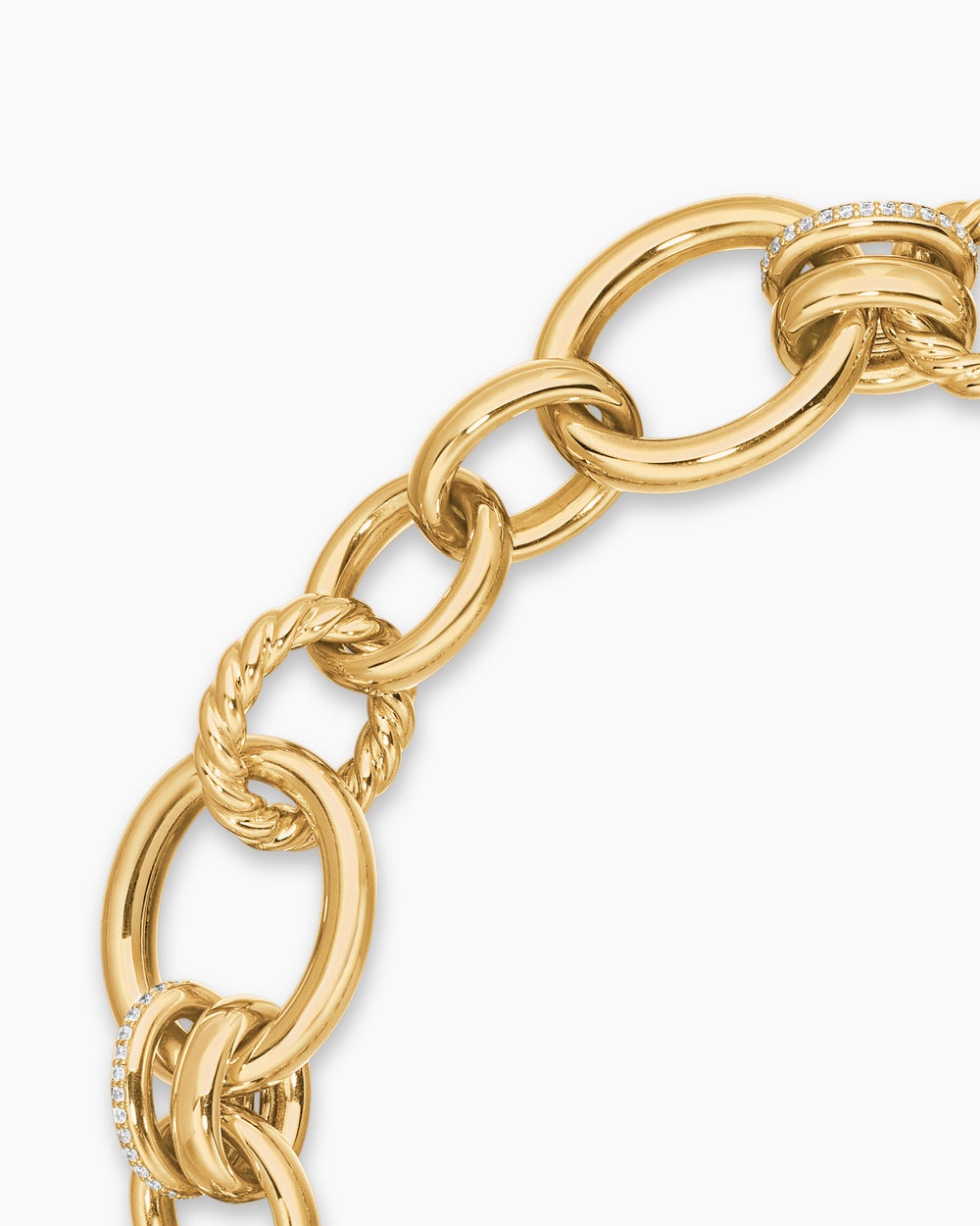 Womens DY Mercer® Chain Necklace in 18ct Yellow Gold with Diamonds, 20mm