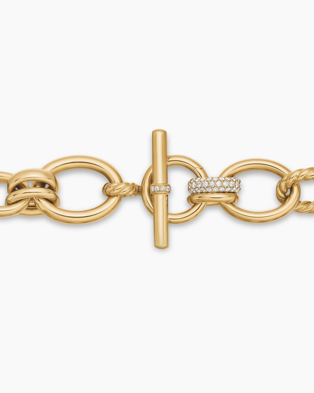 Womens DY Mercer® Chain Necklace in 18ct Yellow Gold with Diamonds, 20mm