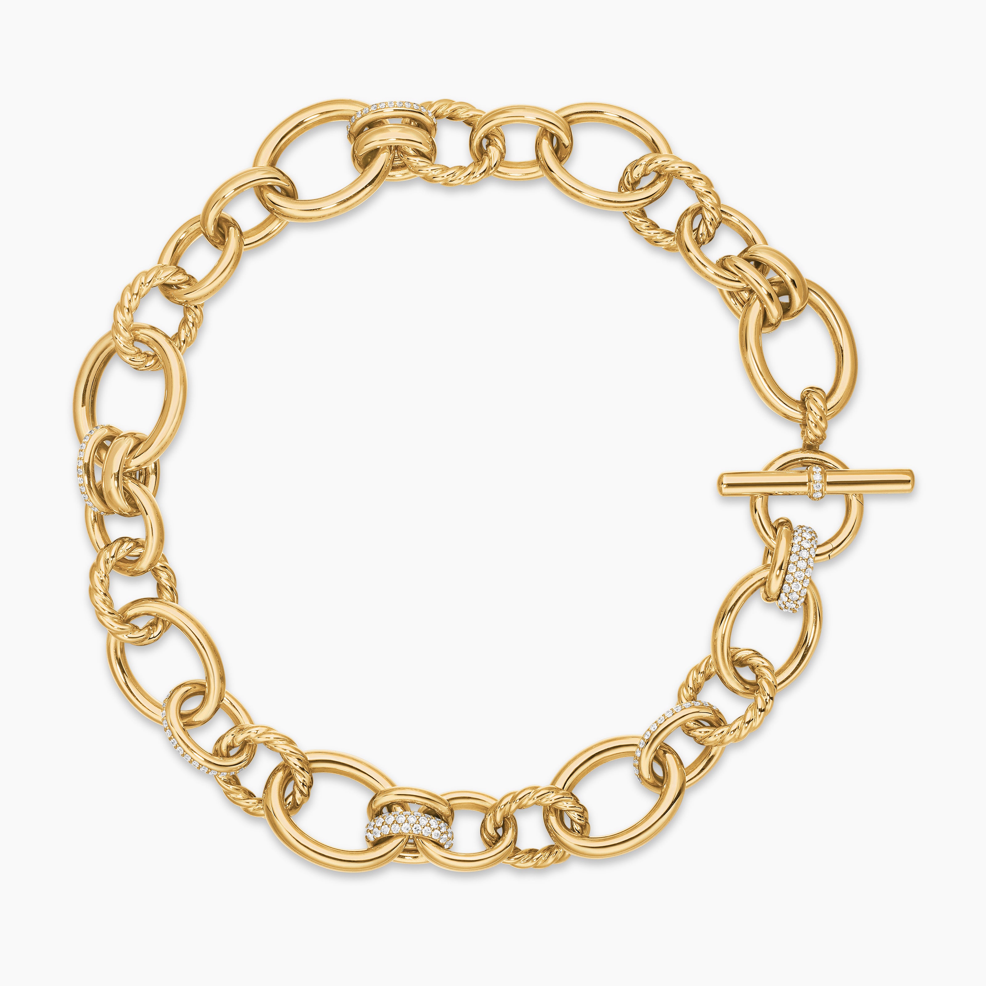 Womens DY Mercer&reg; Chain Necklace in 18K Yellow Gold with Diamonds, 20mm