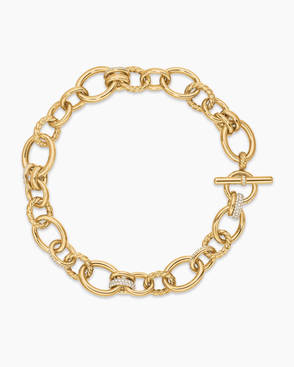Womens DY Mercer® Chain Necklace in 18ct Yellow Gold with Diamonds, 20mm
