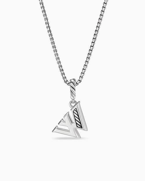 Womens Pavé Initial Pendant Necklace in Sterling Silver with Diamond W