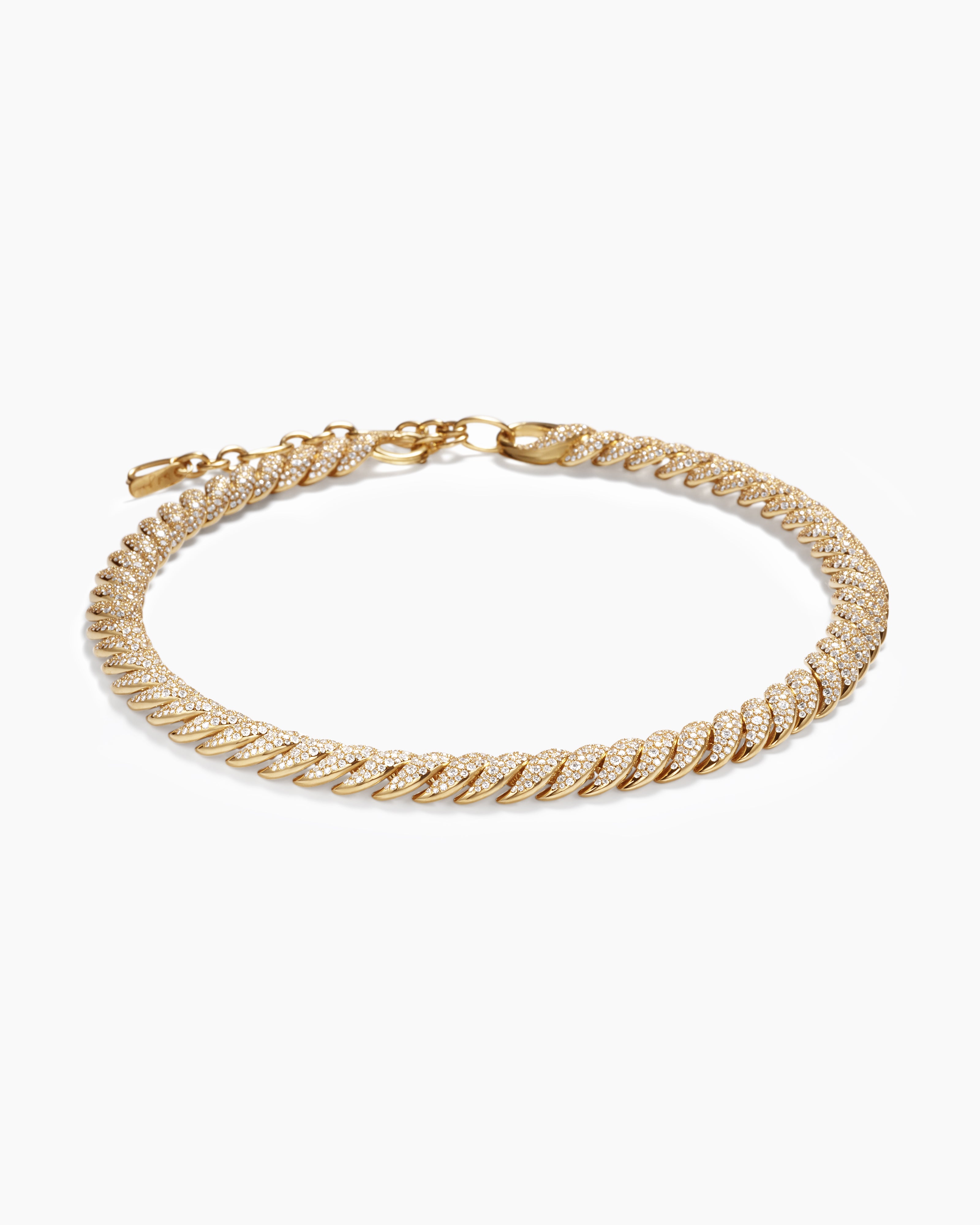 Sculpted Cable Necklace in 18K Yellow Gold with Diamonds, 8.5mm