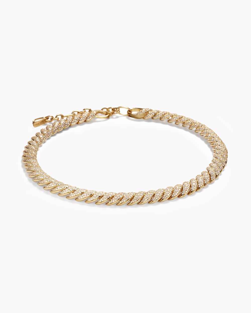 Womens Sculpted Cable Necklace in 18K Yellow Gold with Diamonds, 8.5mm