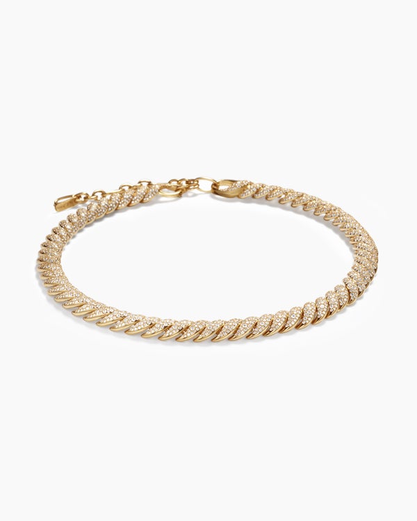 Sculpted Cable Necklace in 18K Yellow Gold with Diamonds, 8.5mm
