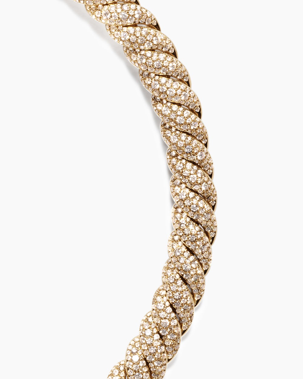 Womens Sculpted Cable Necklace in 18K Yellow Gold with Diamonds, 8.5mm