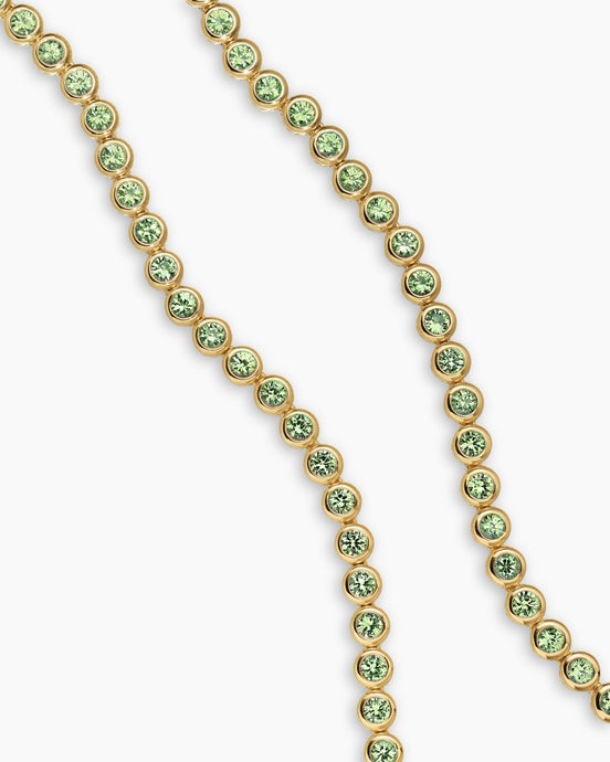 Bezel Set Tennis Necklace in 18K Yellow Gold with Peridot, 4.7mm