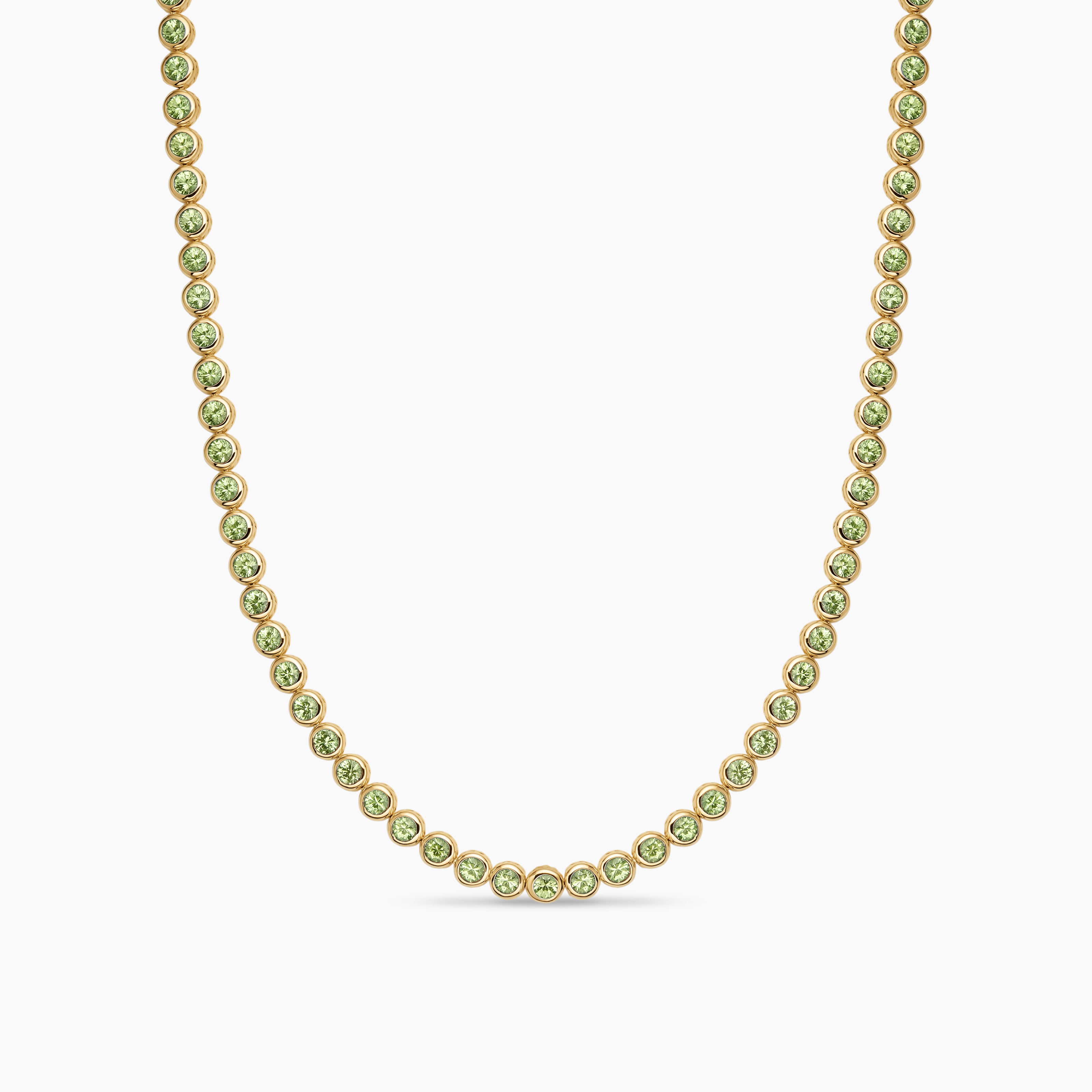 Womens Bezel Set Tennis Necklace in 18K Yellow Gold, 4.7mm