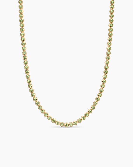 Bezel Set Tennis Necklace in 18K Yellow Gold with Peridot, 4.7mm