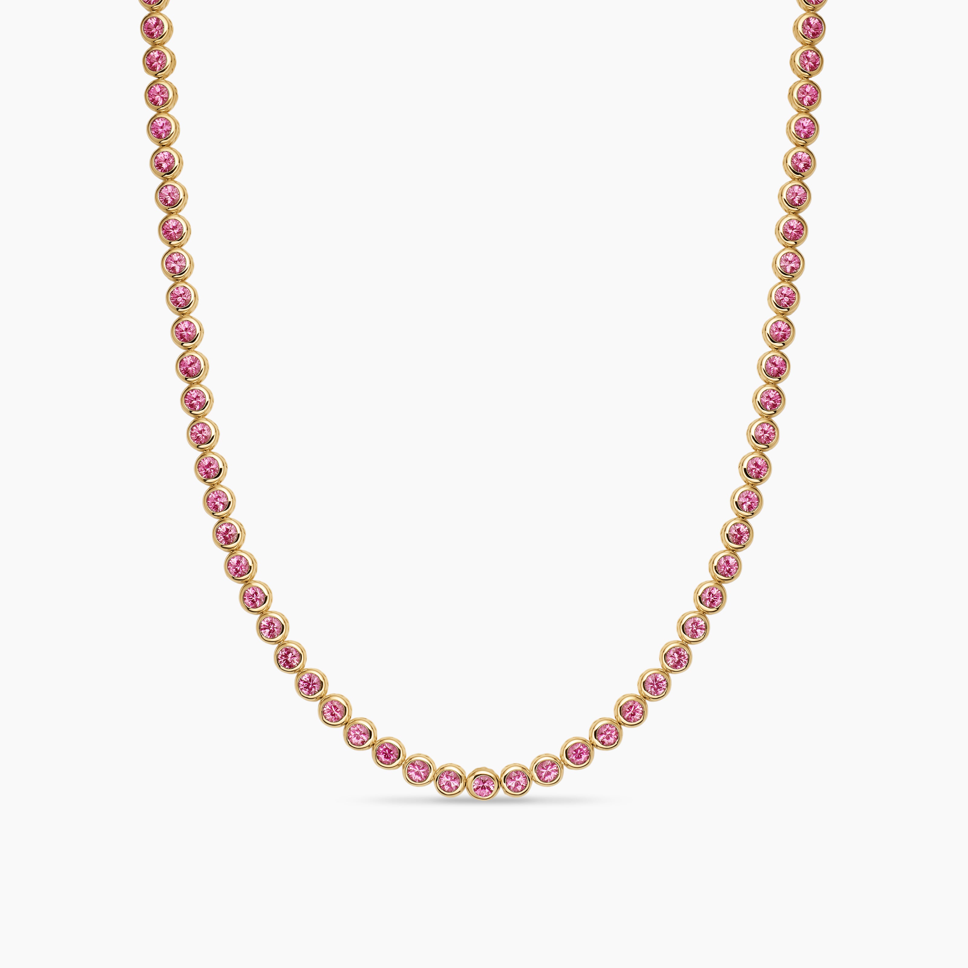 Womens Bezel Set Tennis Necklace in 18K Yellow Gold, 4.7mm