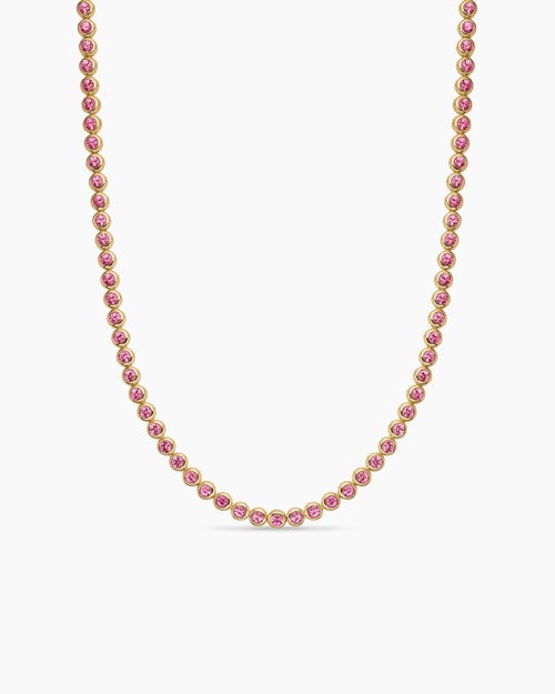 Womens Bezel Set Tennis Necklace in 18K Yellow Gold, 4.7mm
